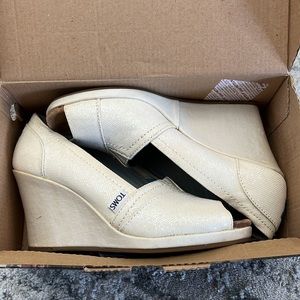 TOMS Ivory Glitters Wedge Sandal *Wedding Edition* (8) FINAL SALE